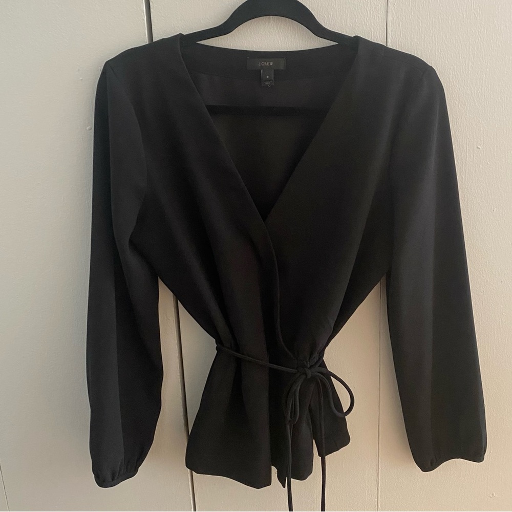 J. Crew Black Wrap Blouse